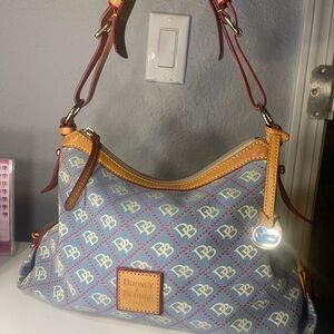 Dooney & Bourke Blue and Brown Shoulder Bag